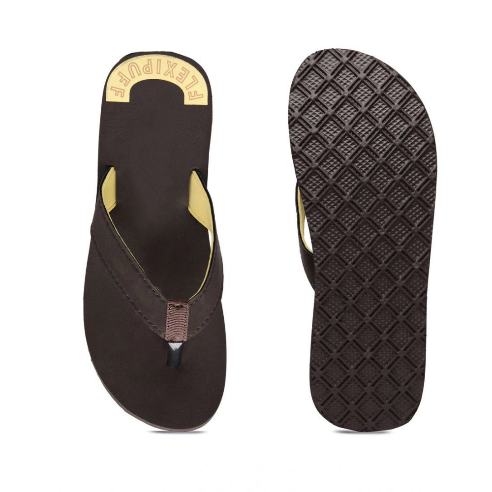 Unisex Brown Rubber Slip-On Flip Flops