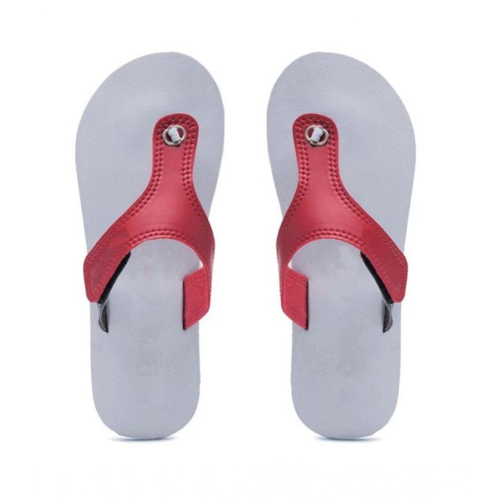 Unisex Maroon Rubber T-Style Slippers