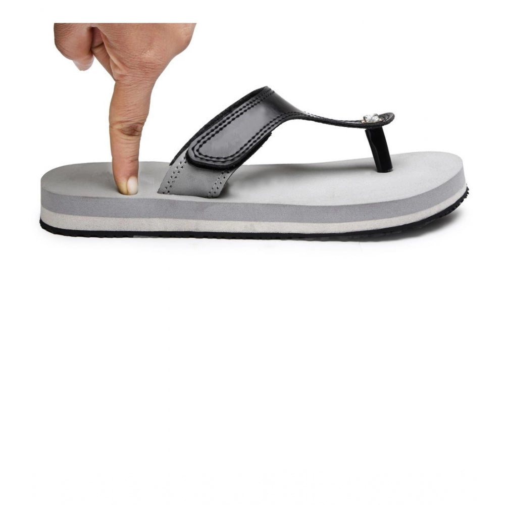 Unisex Grey Rubber T-Style Slippers