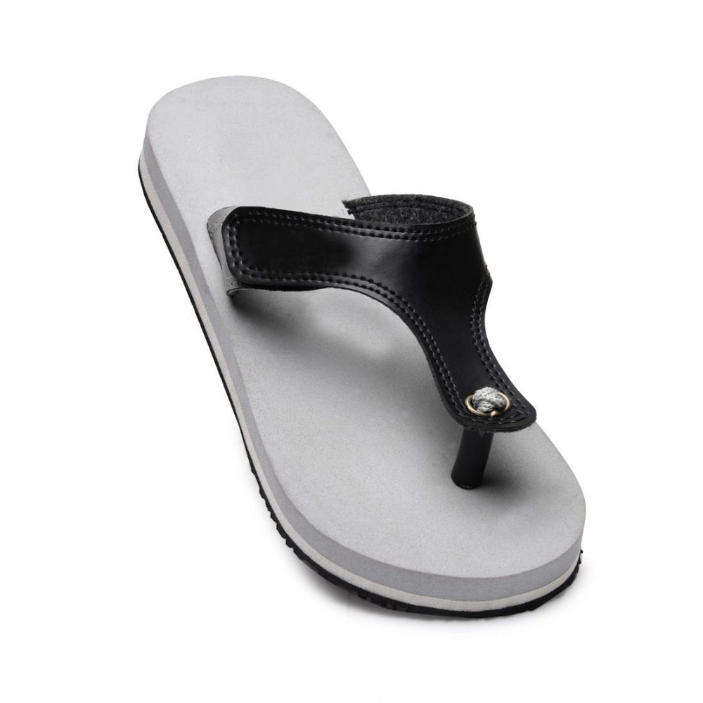 Unisex Grey Rubber T-Style Slippers