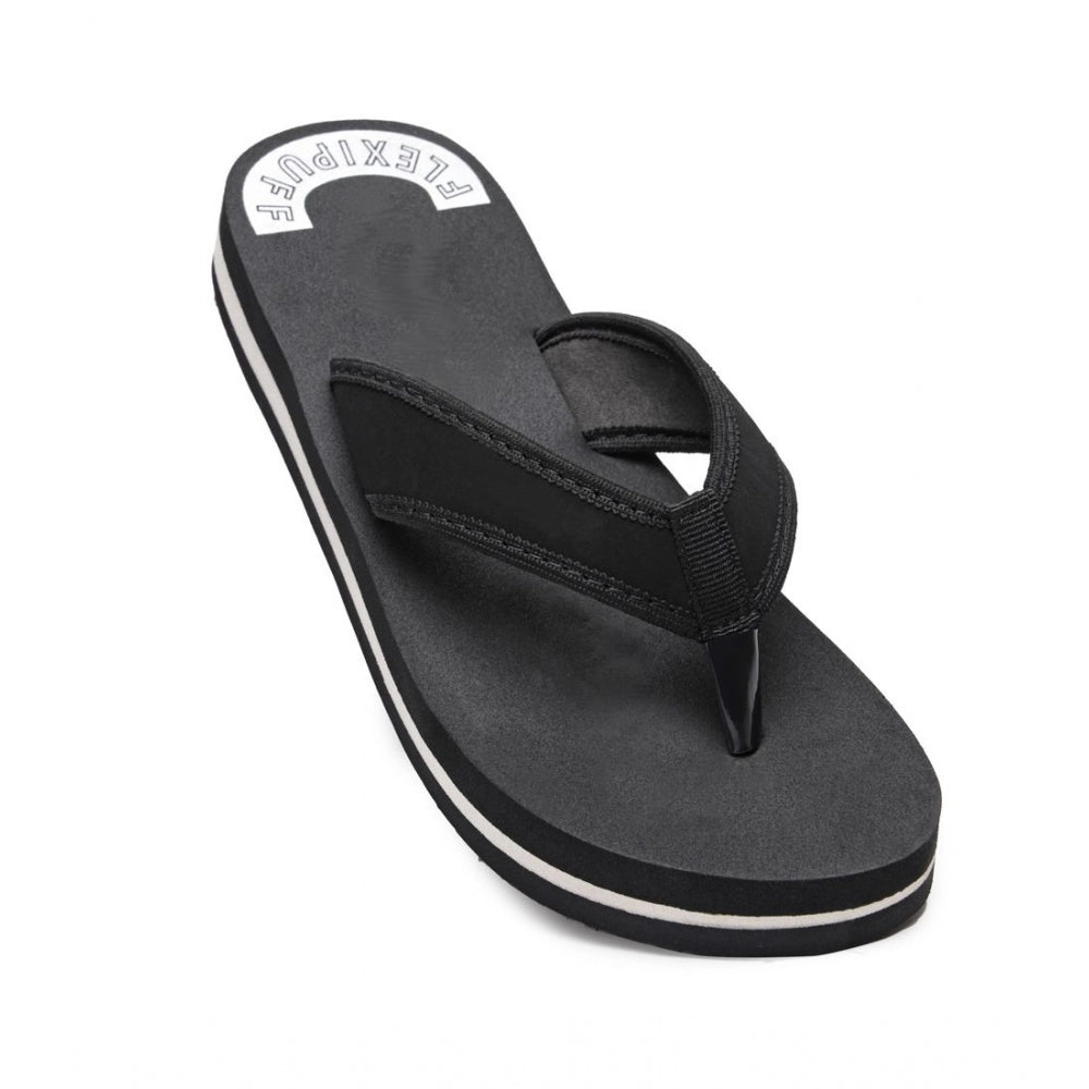 Unisex Black Rubber Slip-On Flip Flops