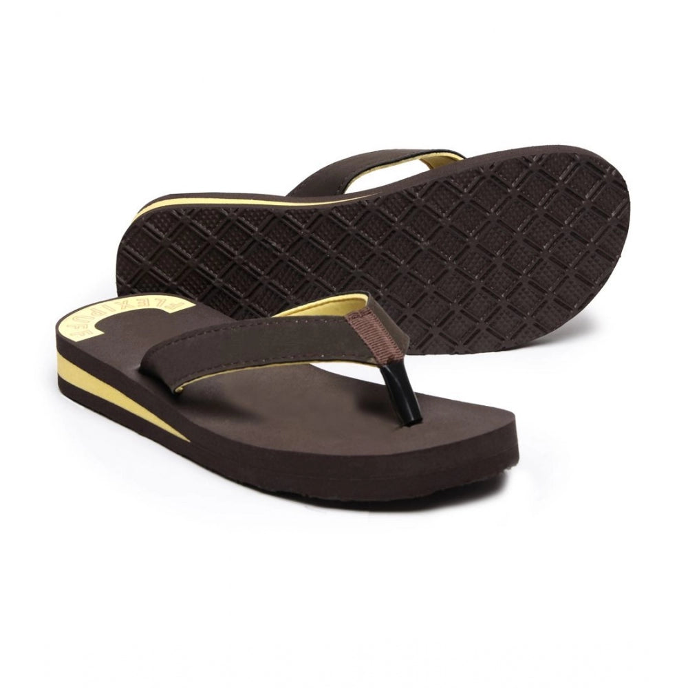 Unisex Brown Rubber Slip-On Flip Flops