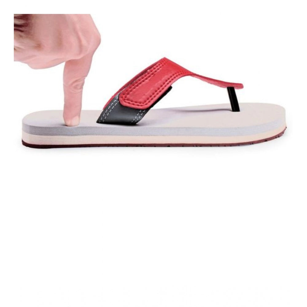 Unisex Maroon Rubber T-Style Slippers