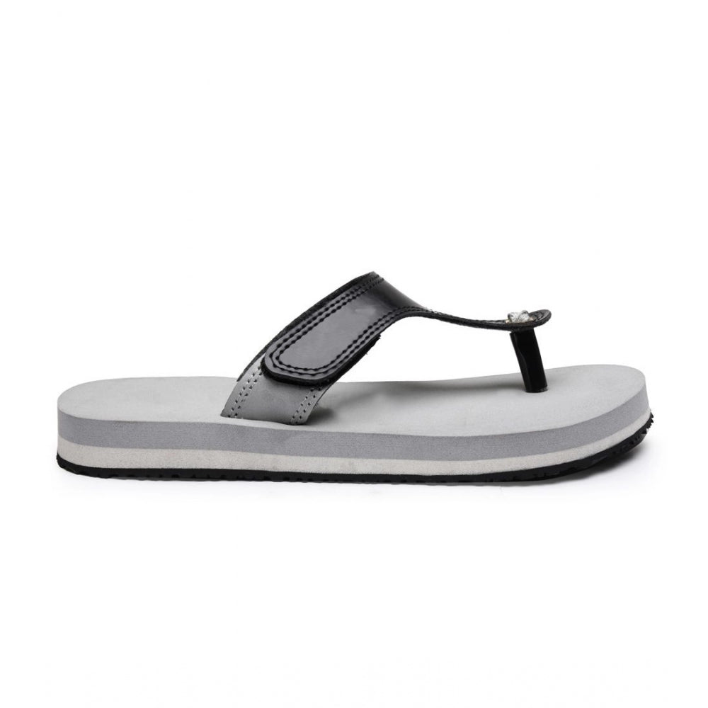 Unisex Grey Rubber T-Style Slippers