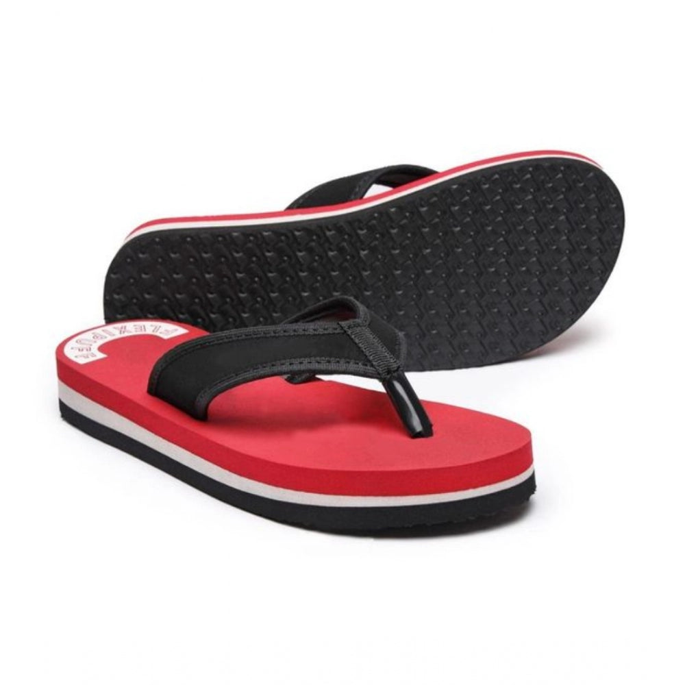 Unisex Red Rubber Slip-On Flip Flops