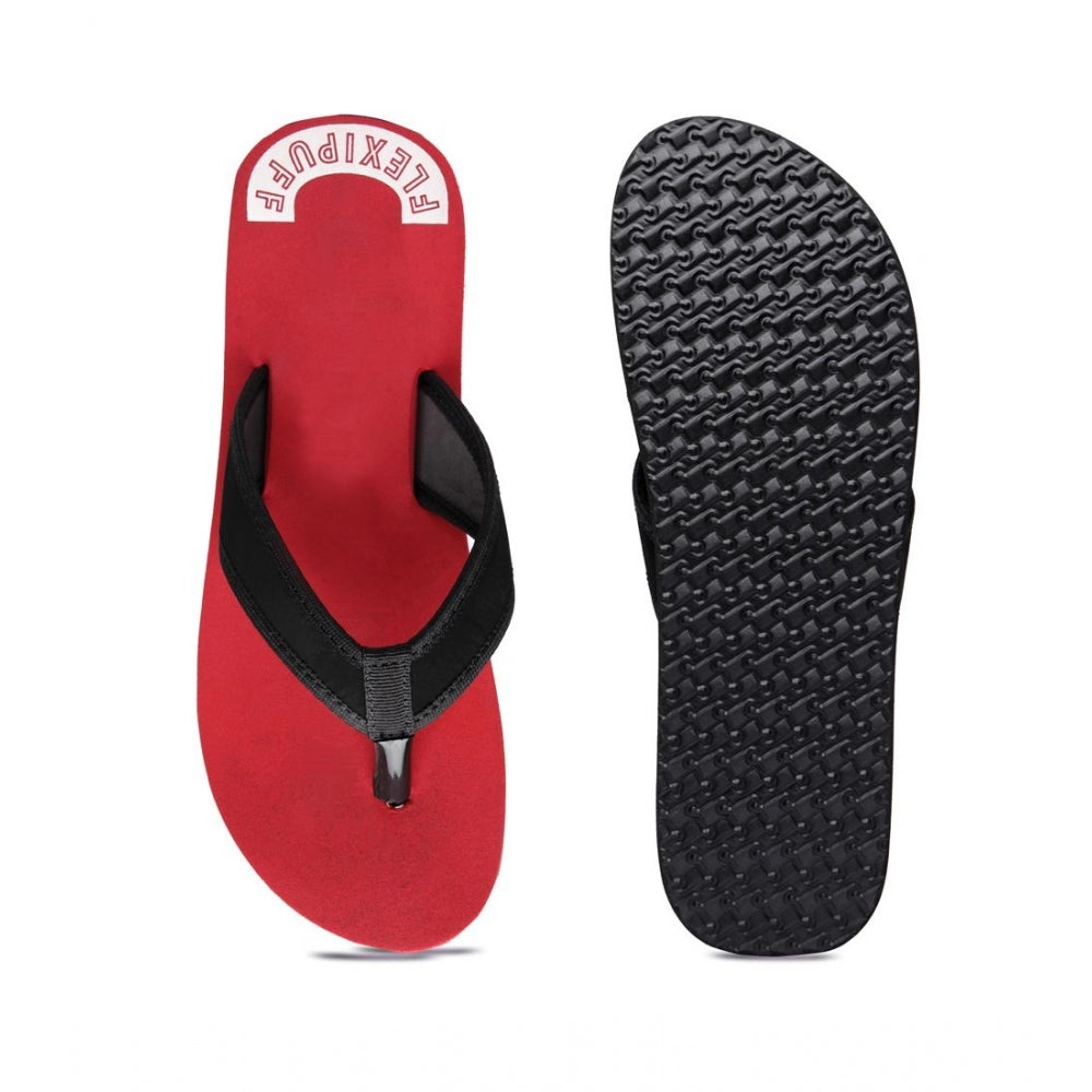 Unisex Red Rubber Slip-On Flip Flops