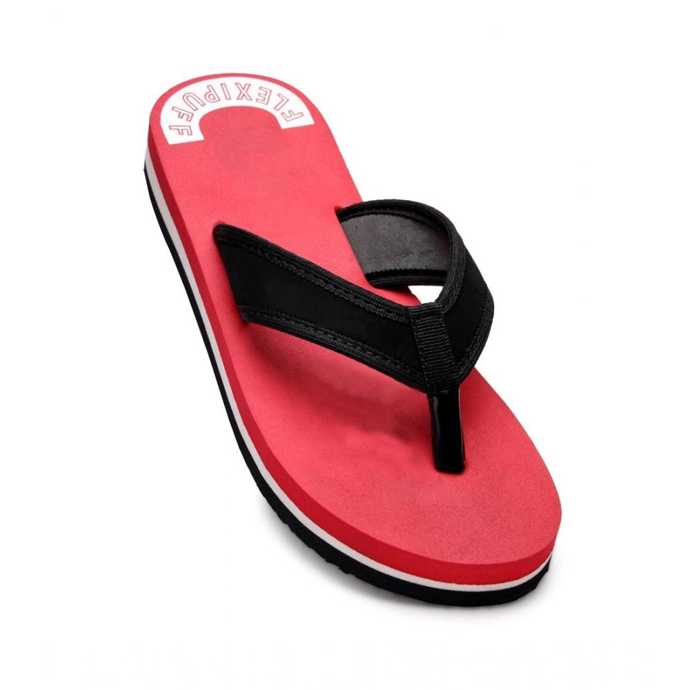Unisex Red Rubber Slip-On Flip Flops