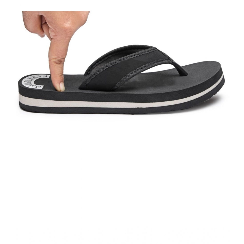 Unisex Black Rubber Slip-On Flip Flops