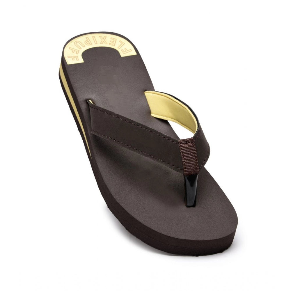 Unisex Brown Rubber Slip-On Flip Flops
