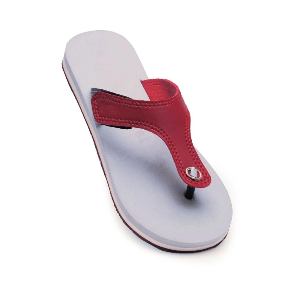 Unisex Maroon Rubber T-Style Slippers