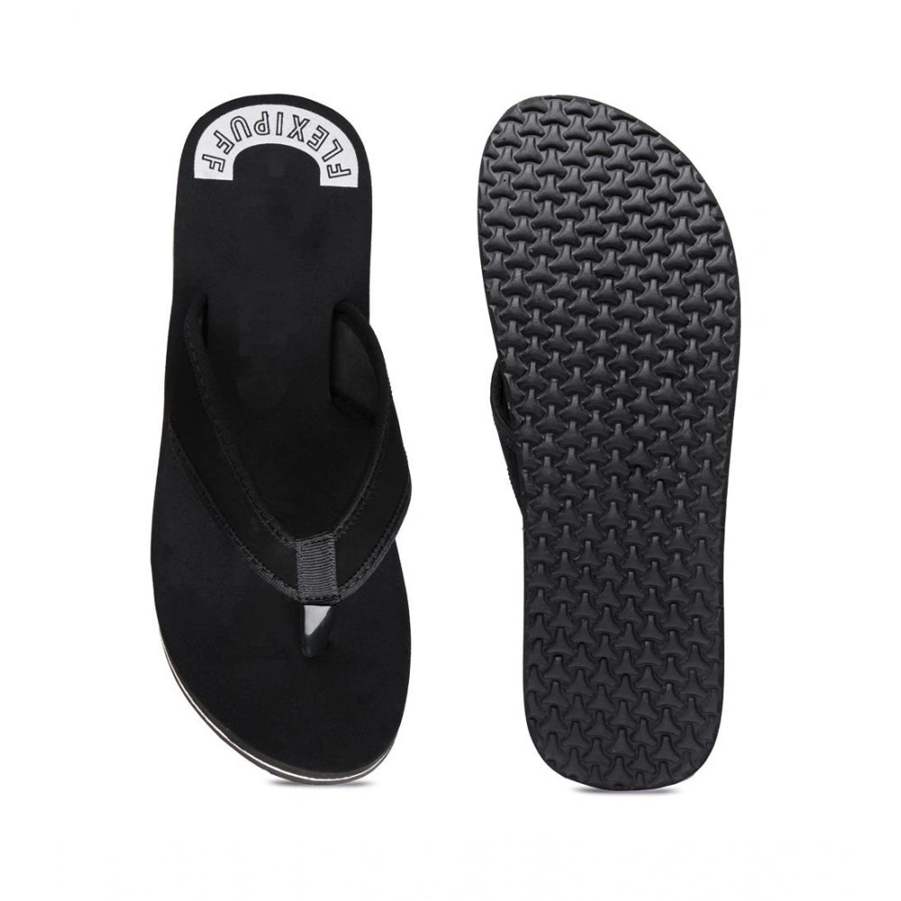 Unisex Black Rubber Slip-On Flip Flops