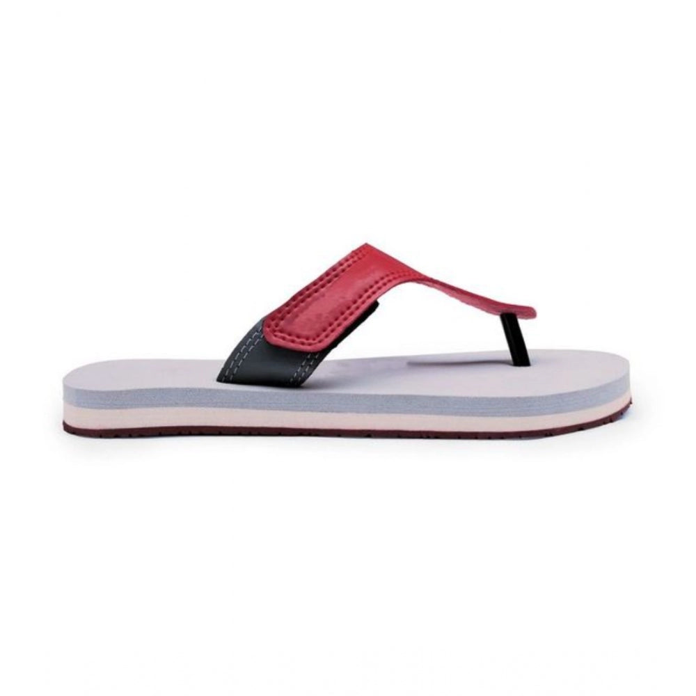 Unisex Maroon Rubber T-Style Slippers