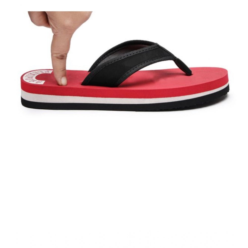 Unisex Red Rubber Slip-On Flip Flops