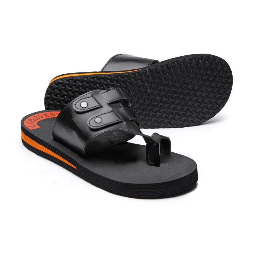 Black Rubber Casual Slippers