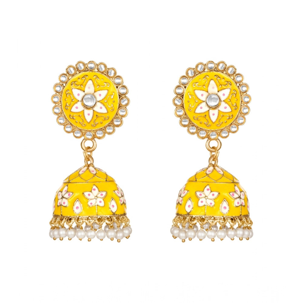 Generic Women's Rose Gold Plated Alloy Earrings (Yellow)