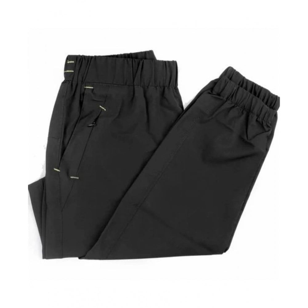 Generic Men’s Polyester Solid Track Pants – Comfortable Black Lower