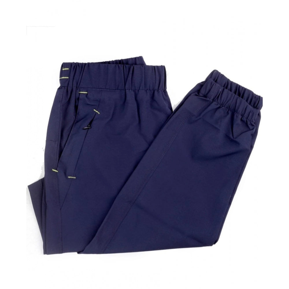 Men's Navy Blue Polyester Solid Track Pants | Lightweight Sports & Casual Lower for Men