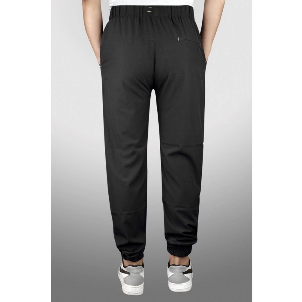 Generic Men’s Polyester Solid Track Pants – Comfortable Black Lower