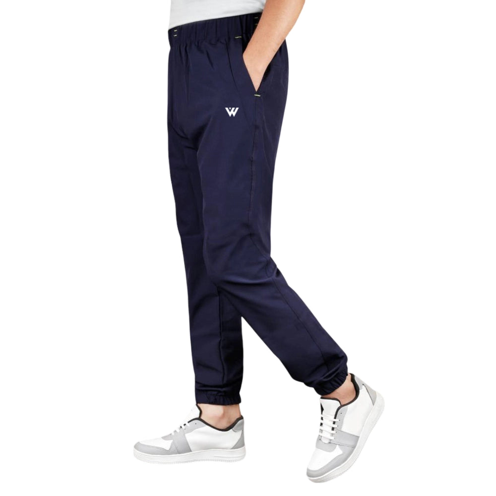 Men's Navy Blue Polyester Solid Track Pants | Lightweight Sports & Casual Lower for Men