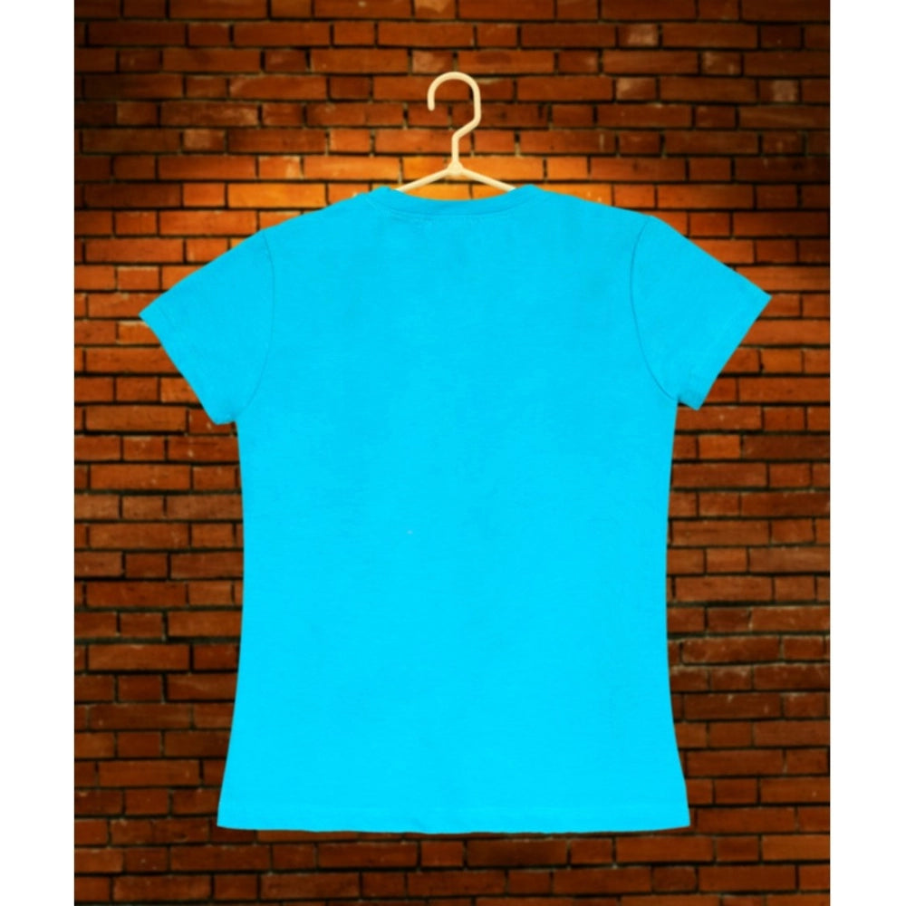 Girl's Casual Blue Cotton T-Shirt with Pom Pom Balls – Short Sleeve