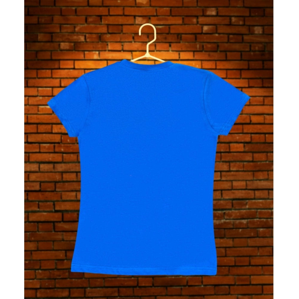 Girls Royal Blue Cotton T-Shirt with Pom Pom Balls