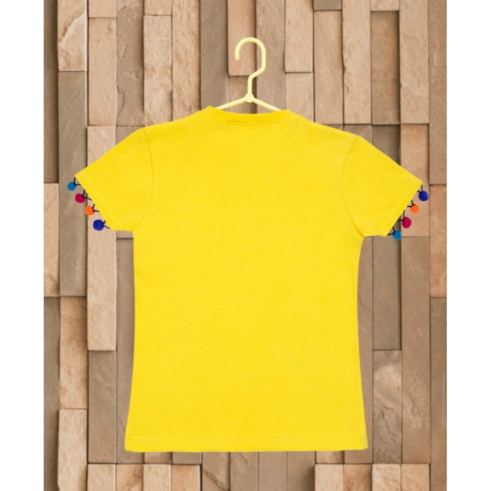 Girls' Casual Printed Cotton T-Shirt – Yellow