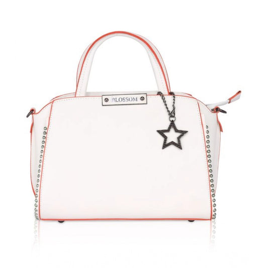 Women’s White Faux Leather Beaded Handbag