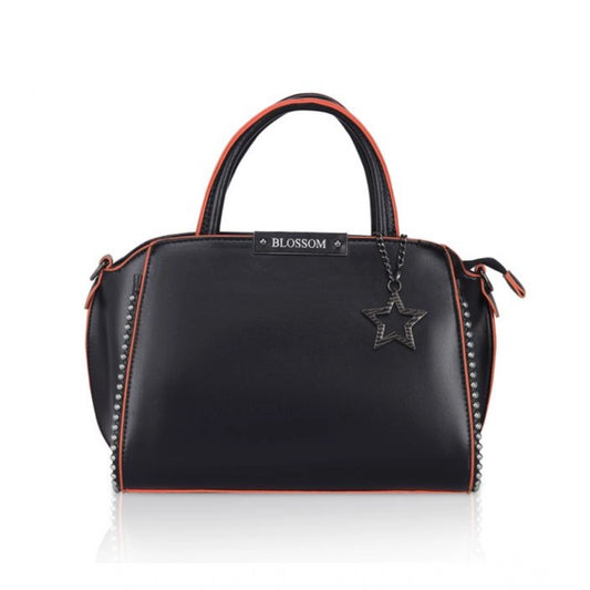 Women’s Black Faux Leather Beaded Handbag - Black