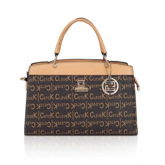 Women's Printed Faux Leather Handbag (Camel)