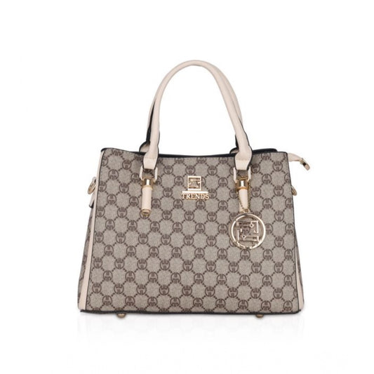 Women’s Beige Printed Faux Leather Handbag