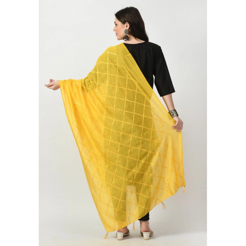 Women's Yellow Chanderi Self Design Festive Dupatta