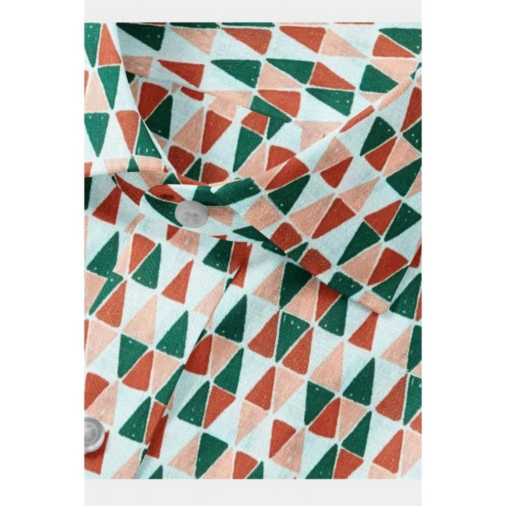 Generic Men's Cotton Blend Printed Full Sleeve Shirt – Multicolor
