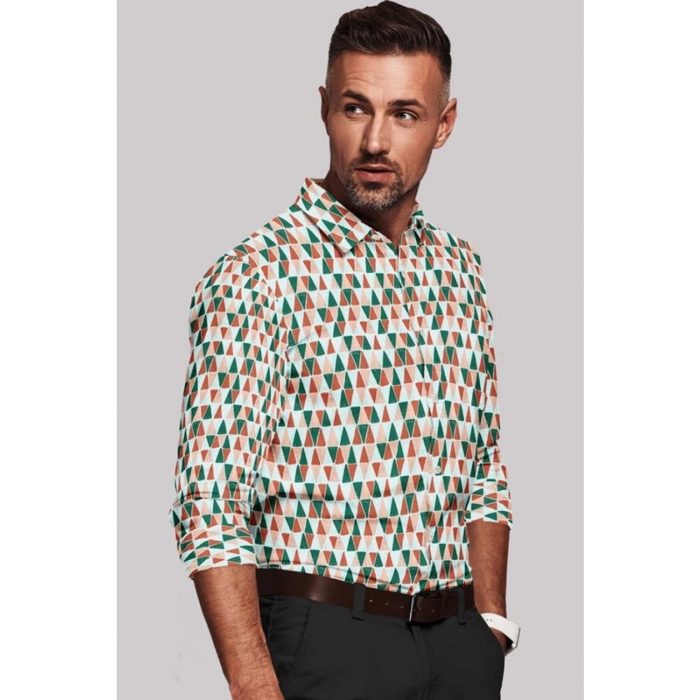 Generic Men's Cotton Blend Printed Full Sleeve Shirt – Multicolor