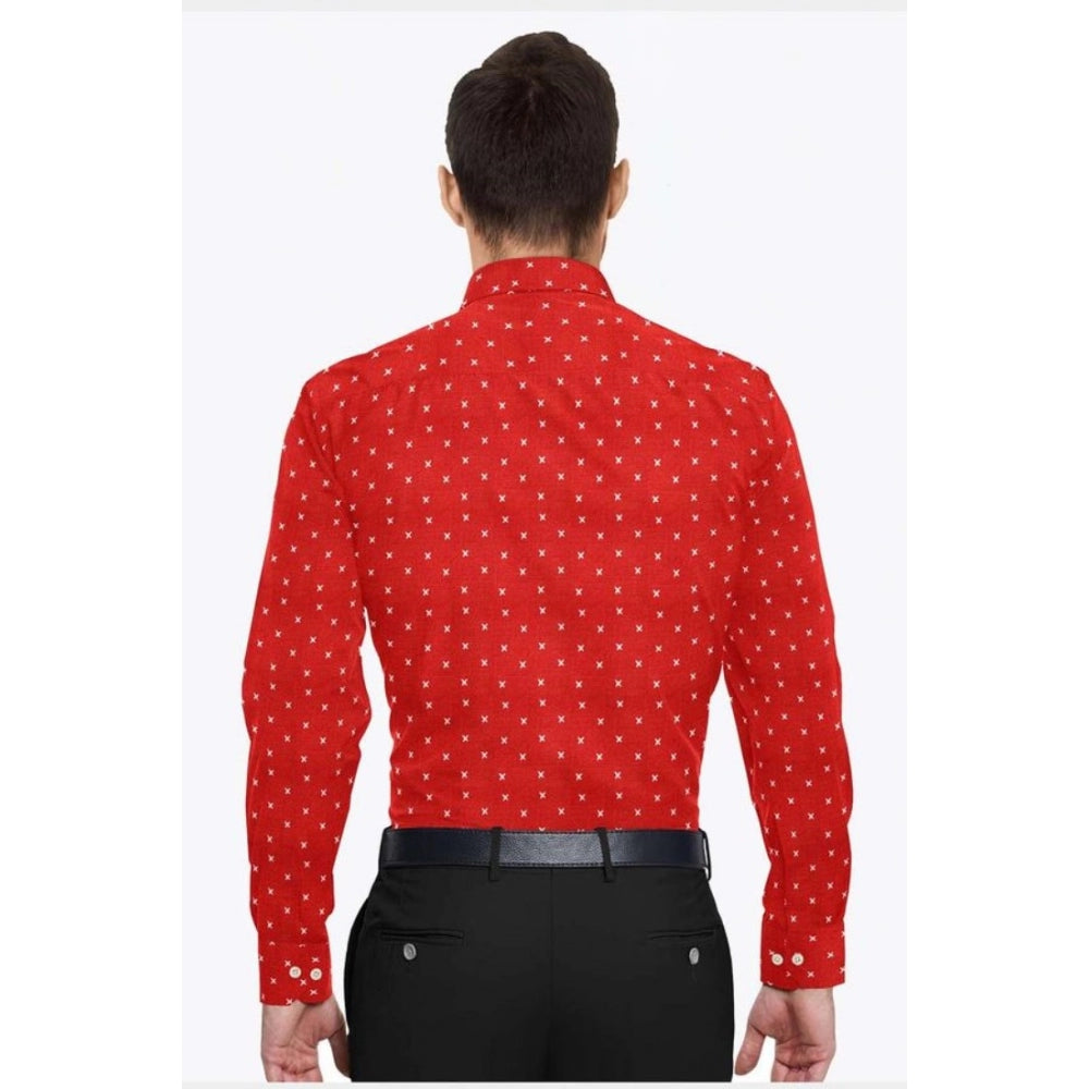 Men's Cotton Blend Printed Full Sleeve Shirt – Red