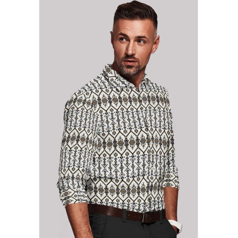 Generic Men's Cotton Blend Printed Full Sleeve Shirt – Multicolor