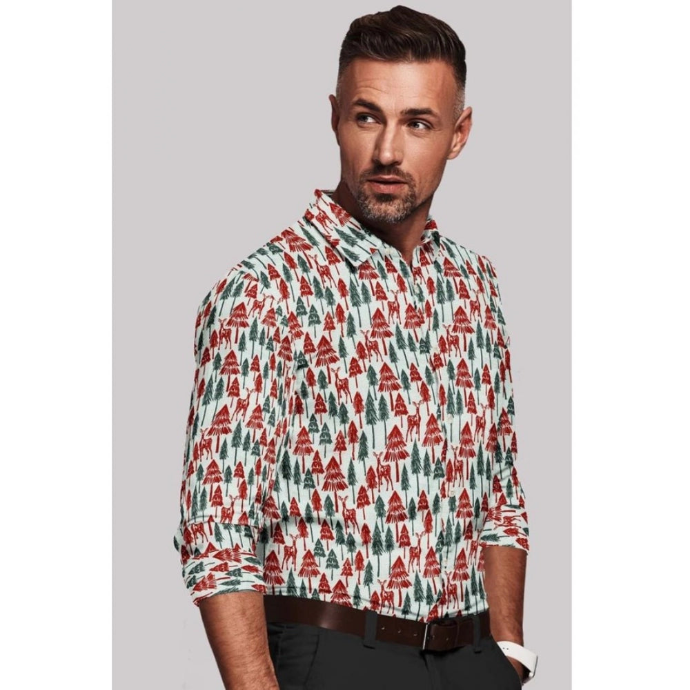 Generic Men's Cotton Blend Printed Full Sleeve Shirt – Multicolor