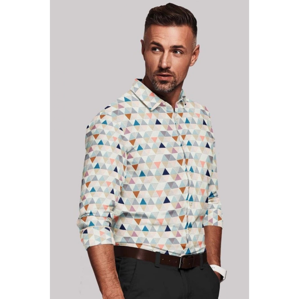 Generic Men's Cotton Blend Printed Full Sleeve Shirt – Multicolor