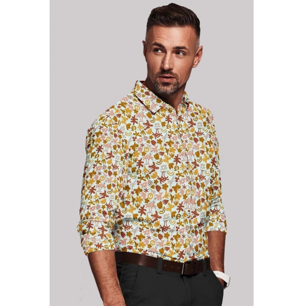 Generic Men's Cotton Blend Printed Full Sleeve Shirt – Multicolor