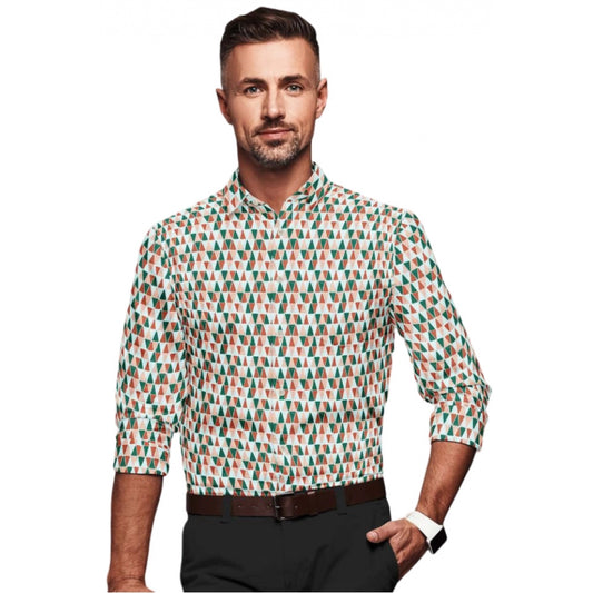 Generic Men's Cotton Blend Printed Full Sleeve Shirt – Multicolor