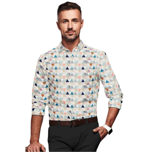 Generic Men's Cotton Blend Printed Full Sleeve Shirt – Multicolor