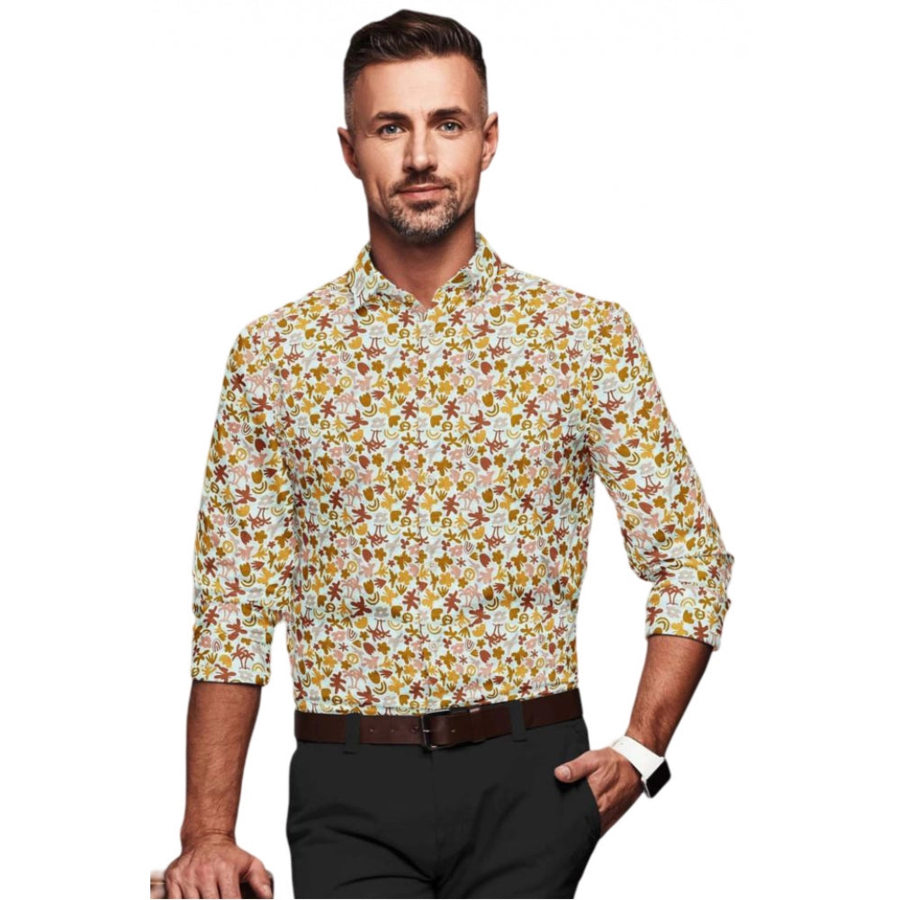 Generic Men's Cotton Blend Printed Full Sleeve Shirt – Multicolor