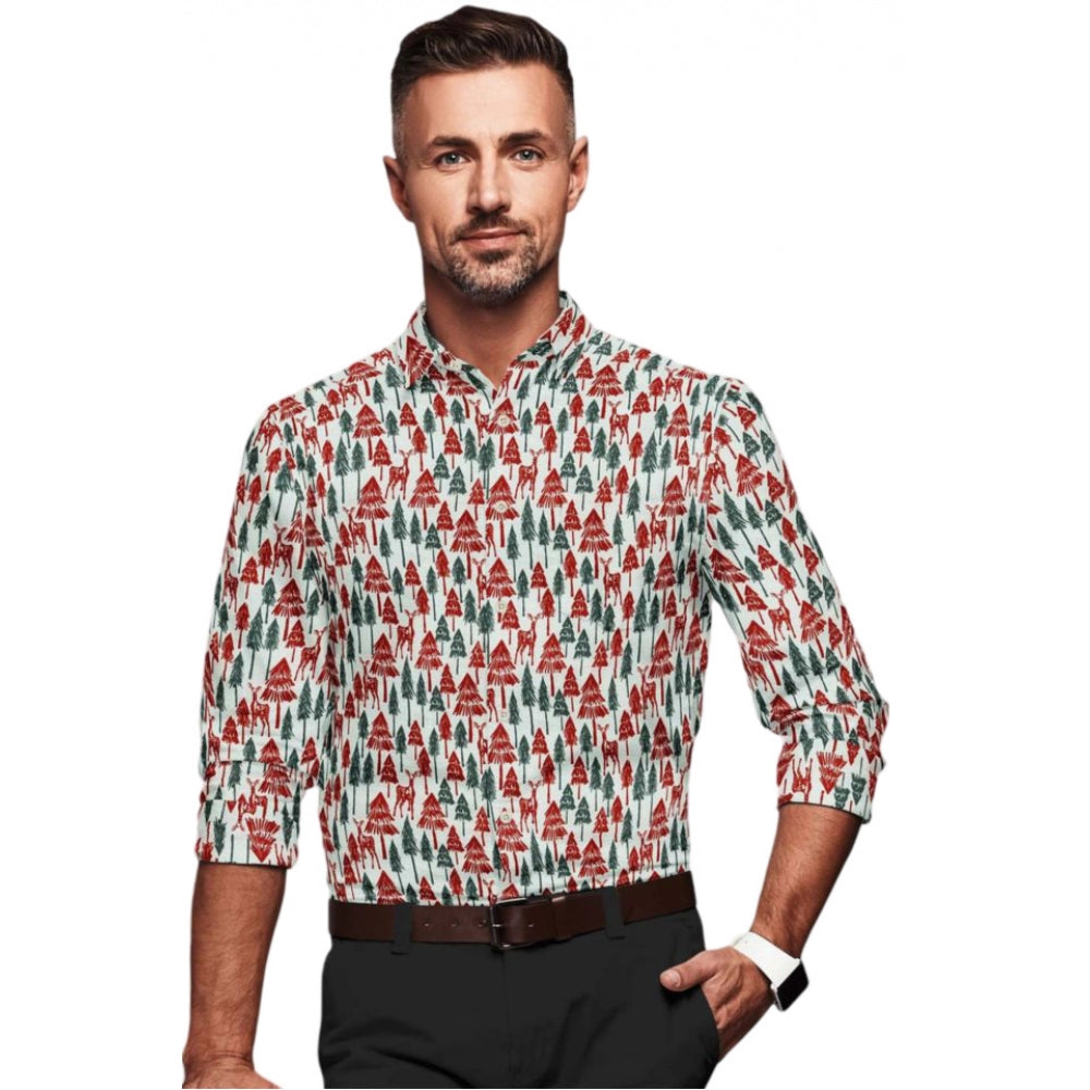 Generic Men's Cotton Blend Printed Full Sleeve Shirt – Multicolor