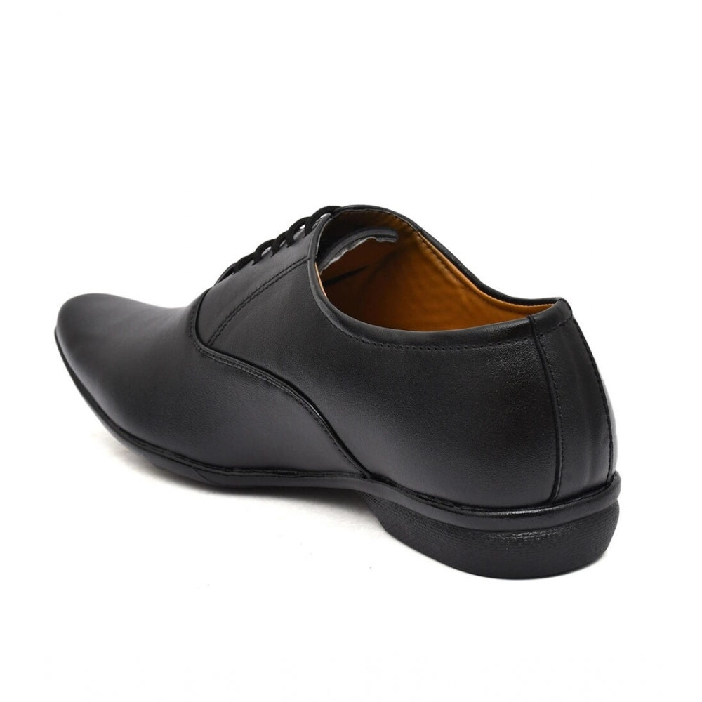 Men's Black Faux Leather Lace-Up Dress Shoes