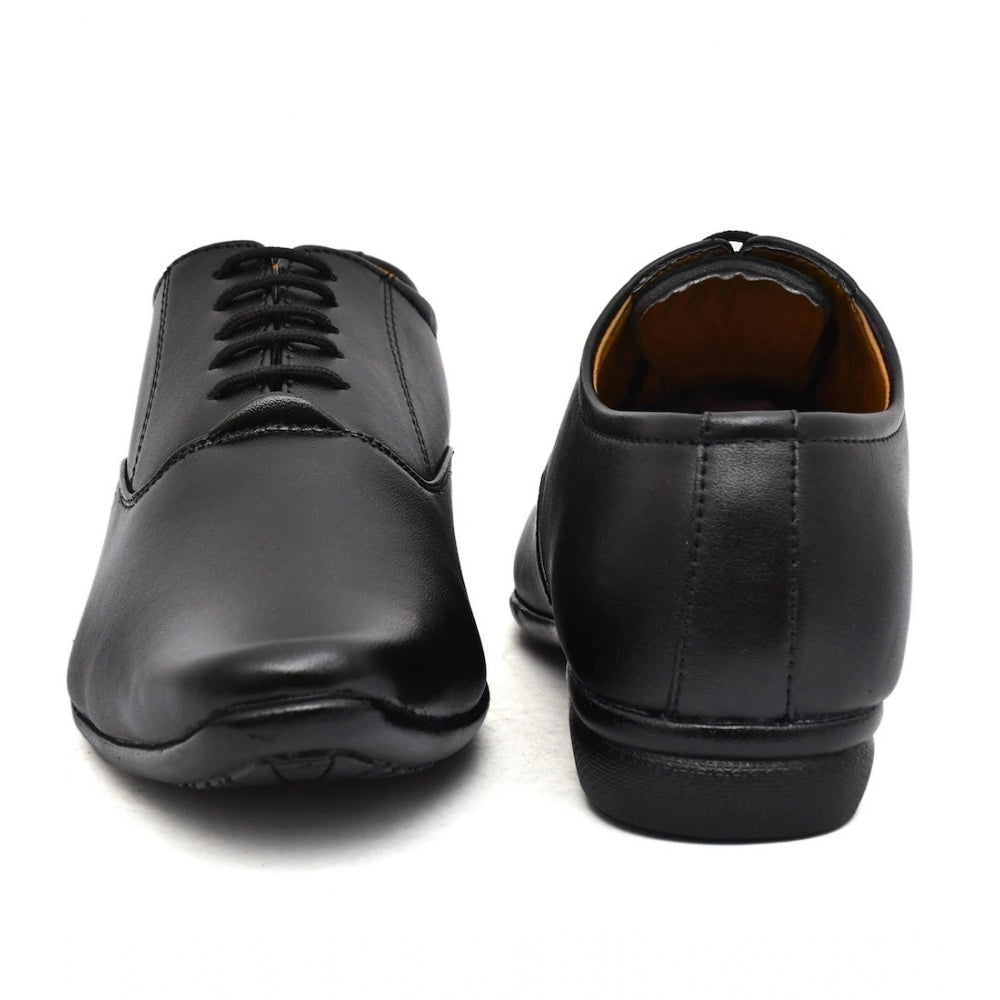Men's Black Faux Leather Lace-Up Dress Shoes