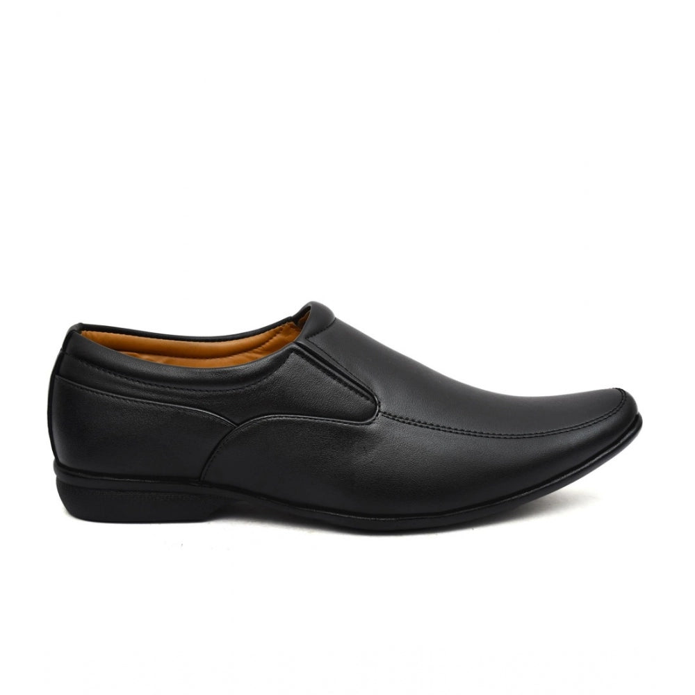 Men's Black Faux Leather Slip-On Dress Shoes