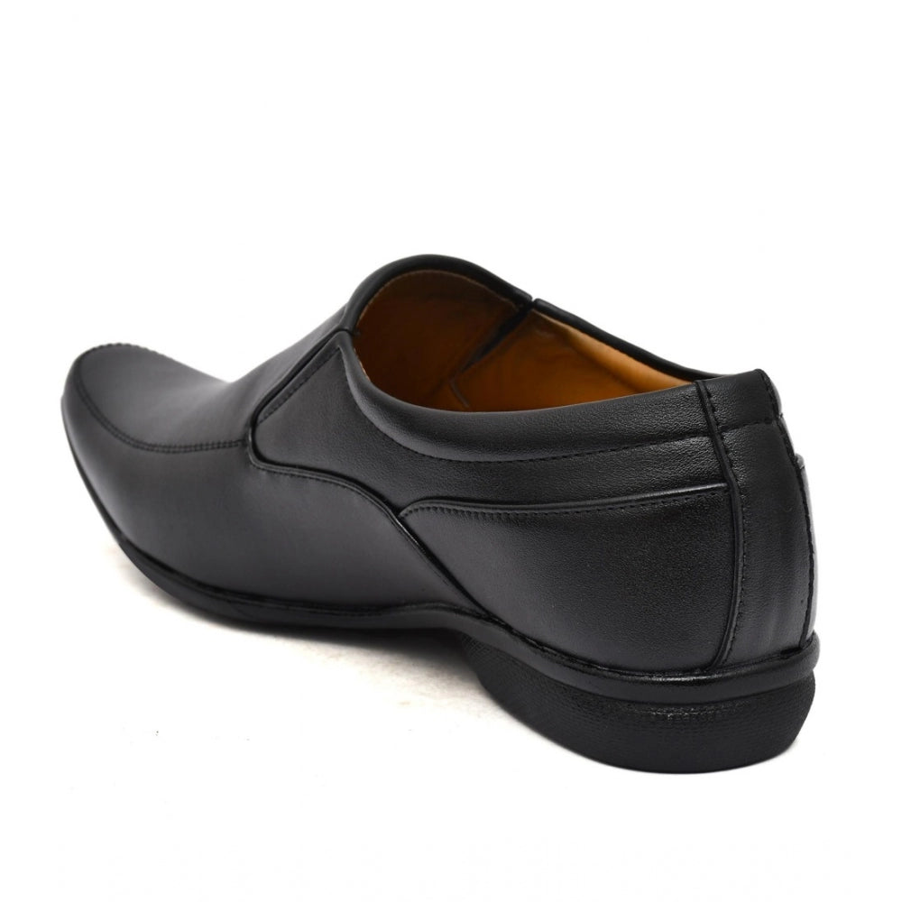 Men's Black Faux Leather Slip-On Dress Shoes