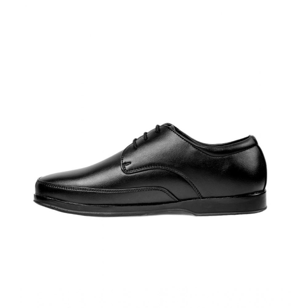 Men's Black Faux Leather Lace-Up Dress Shoes