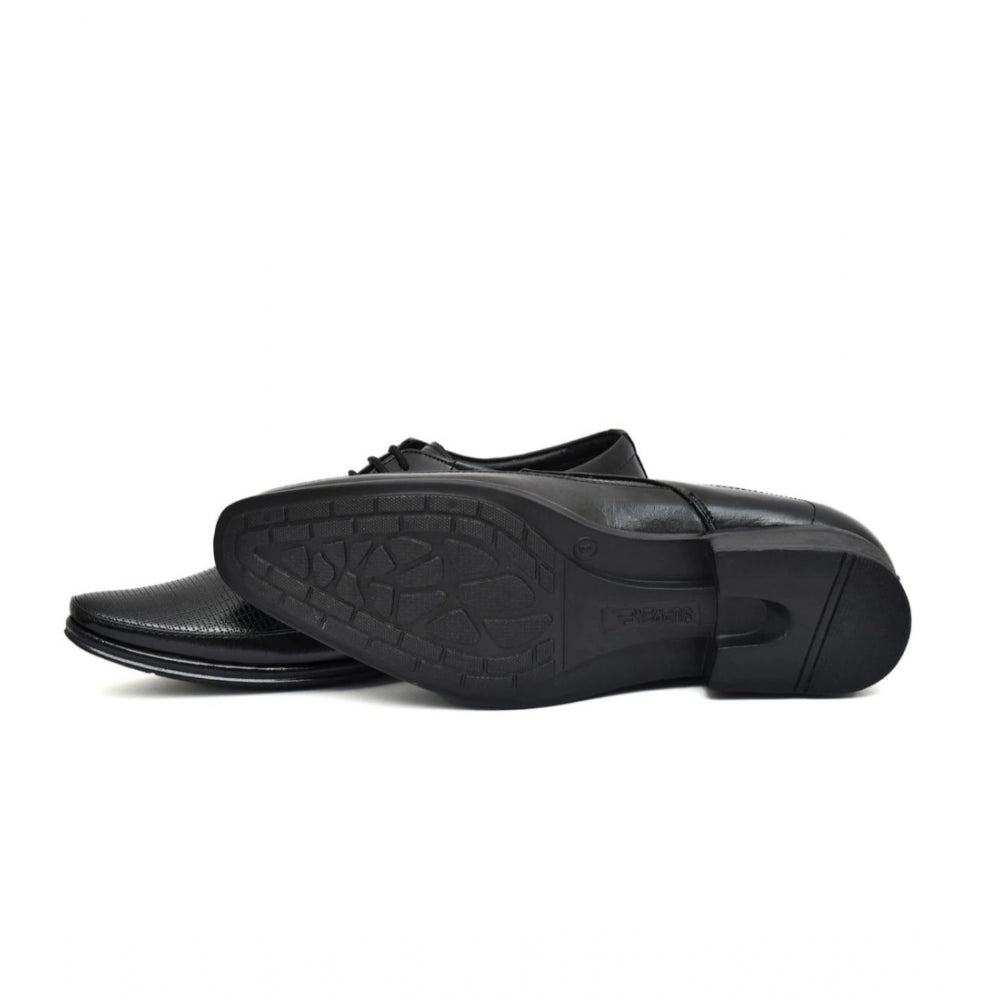 Men's Black Faux Leather Lace-Up Dress Shoes