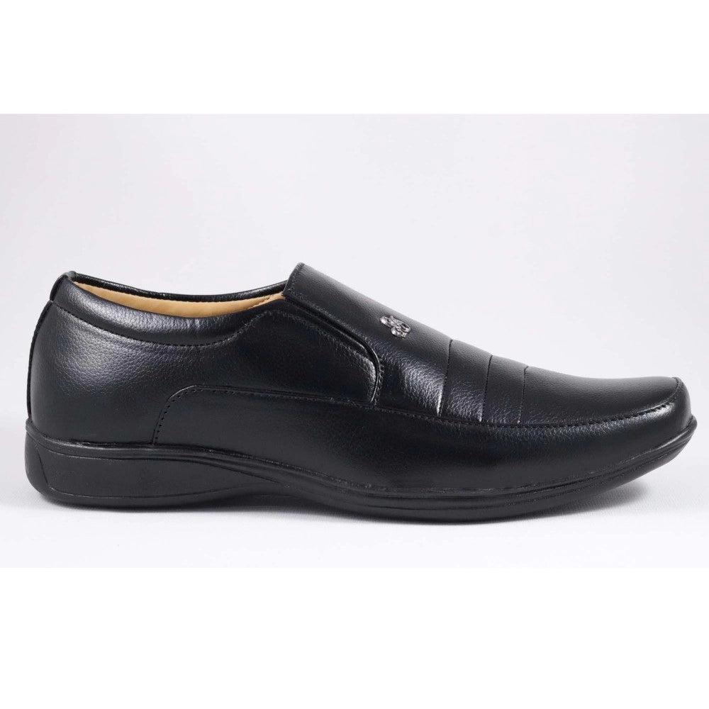 Men's Black Faux Leather Dress Slip-Ons