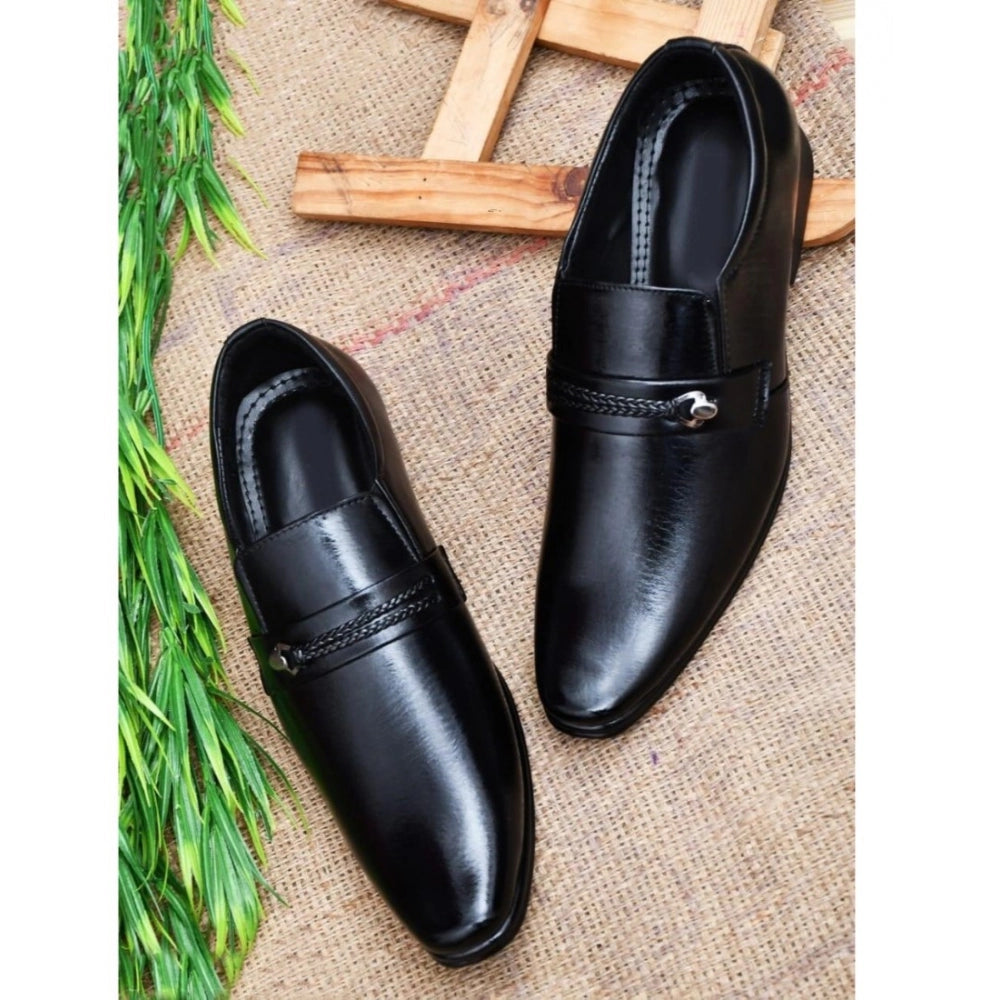 Men's Black Faux Leather Slip-On Shoes